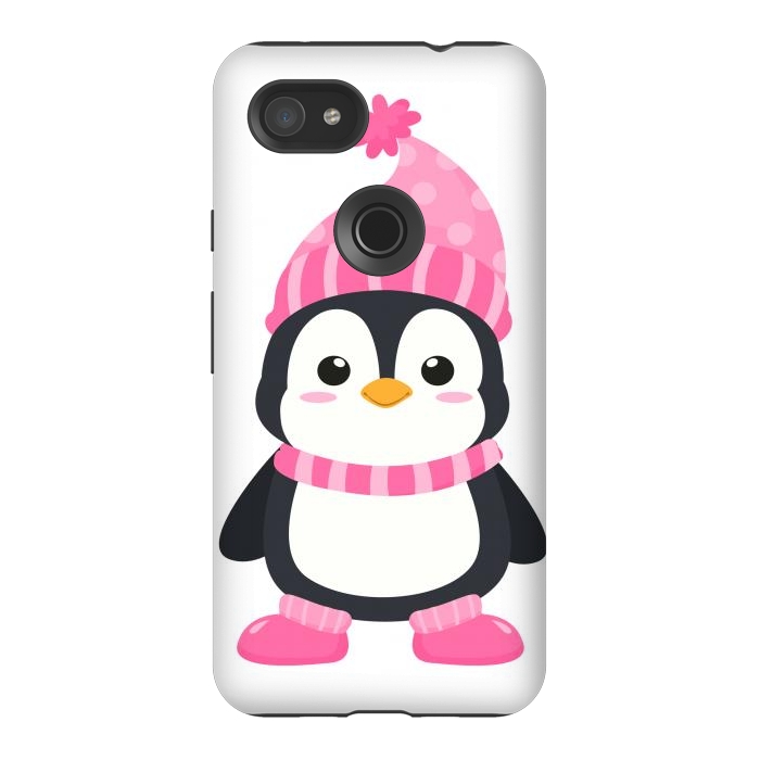 Pixel 3AXL StrongFit cute pink penguin  by haroulita