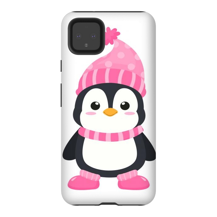 Pixel 4XL StrongFit cute pink penguin  by haroulita