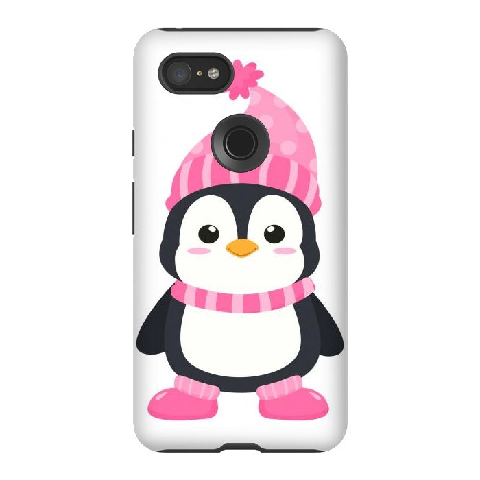 Pixel 3XL StrongFit cute pink penguin  by haroulita