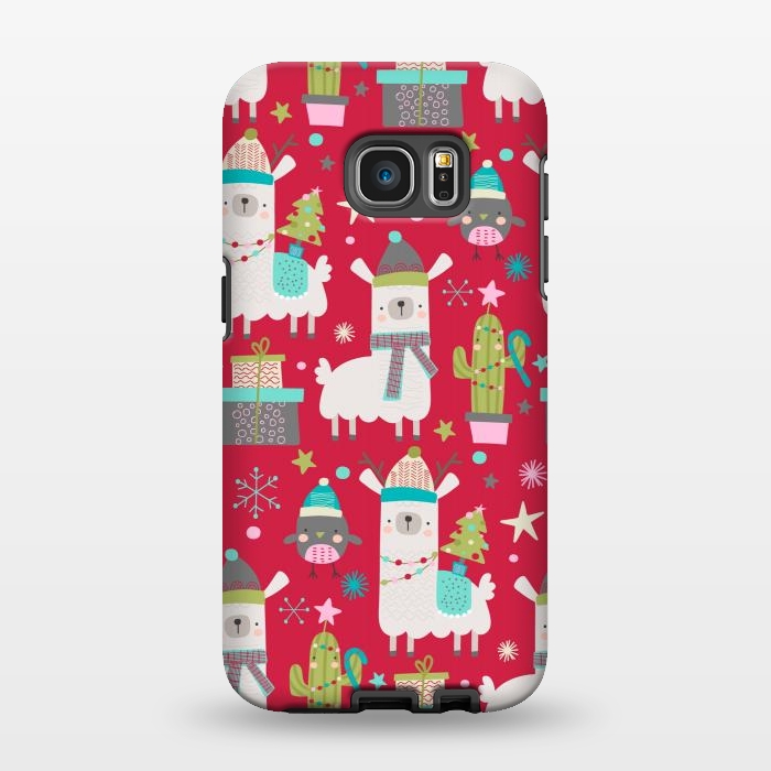 Galaxy S7 EDGE StrongFit cute christmas llama by haroulita