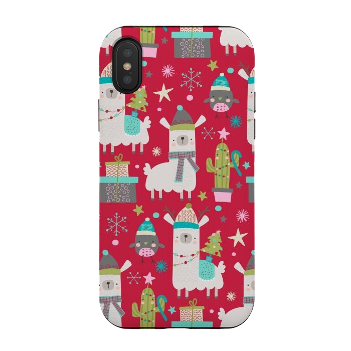 iPhone Xs / X StrongFit cute christmas llama by haroulita