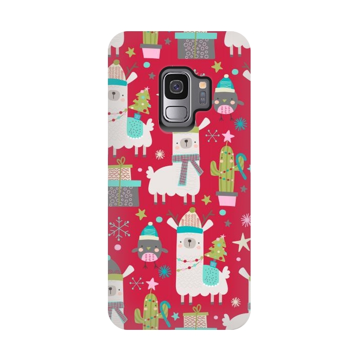 Galaxy S9 StrongFit cute christmas llama by haroulita