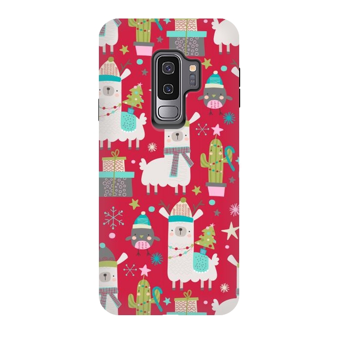 Galaxy S9 plus StrongFit cute christmas llama by haroulita