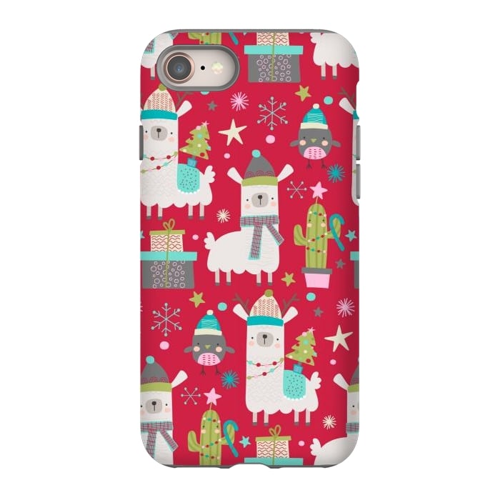 iPhone 8 StrongFit cute christmas llama by haroulita