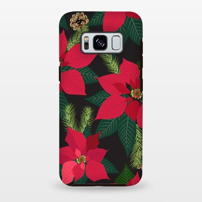 Galaxy S8 plus StrongFit Christmas poinsetta flowers by haroulita