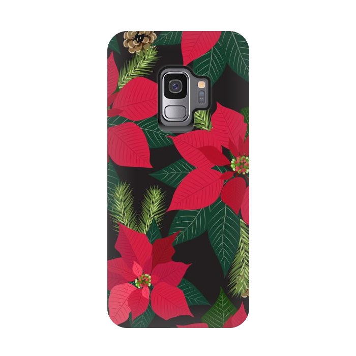 Galaxy S9 StrongFit Christmas poinsetta flowers by haroulita