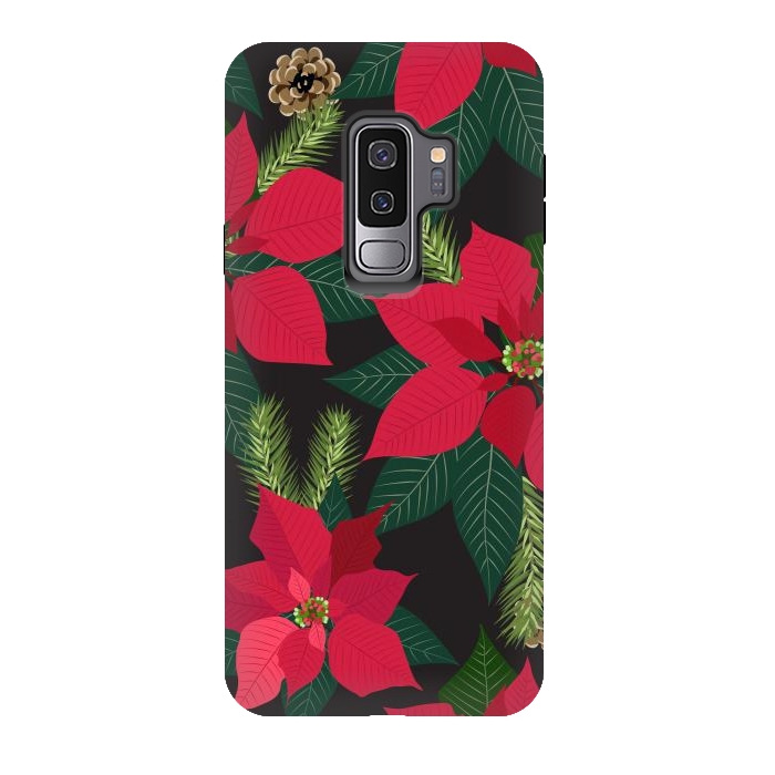 Galaxy S9 plus StrongFit Christmas poinsetta flowers by haroulita