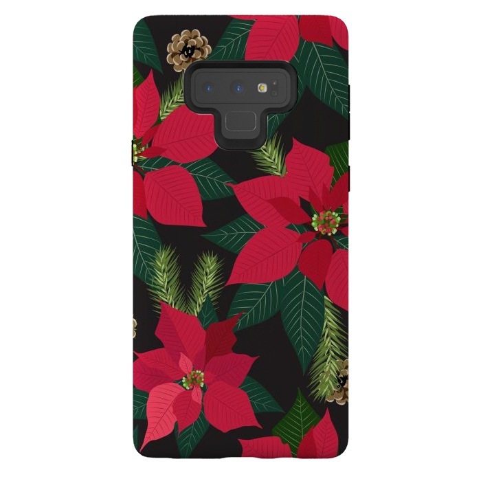Galaxy Note 9 StrongFit Christmas poinsetta flowers by haroulita