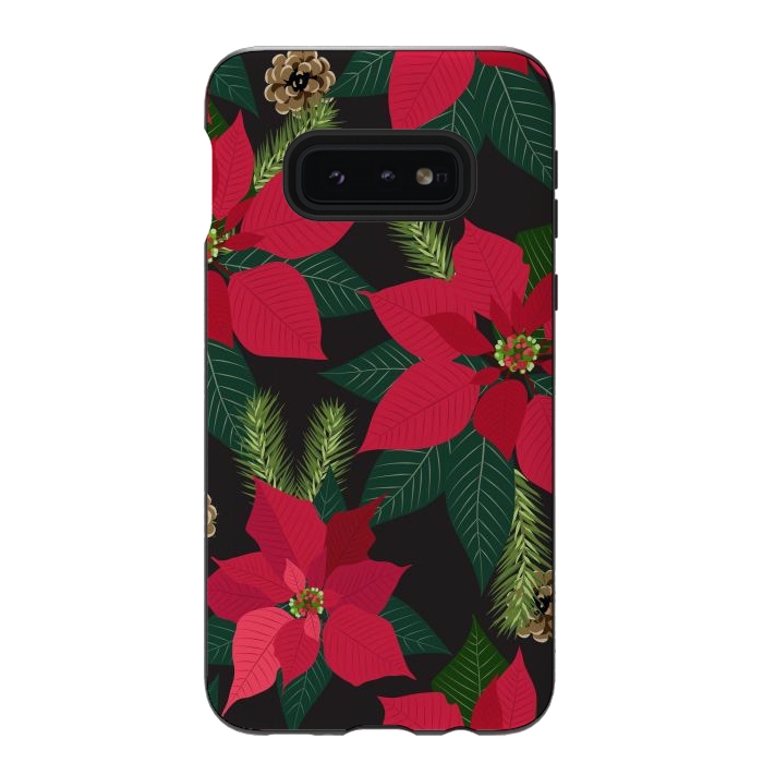 Galaxy S10e StrongFit Christmas poinsetta flowers by haroulita