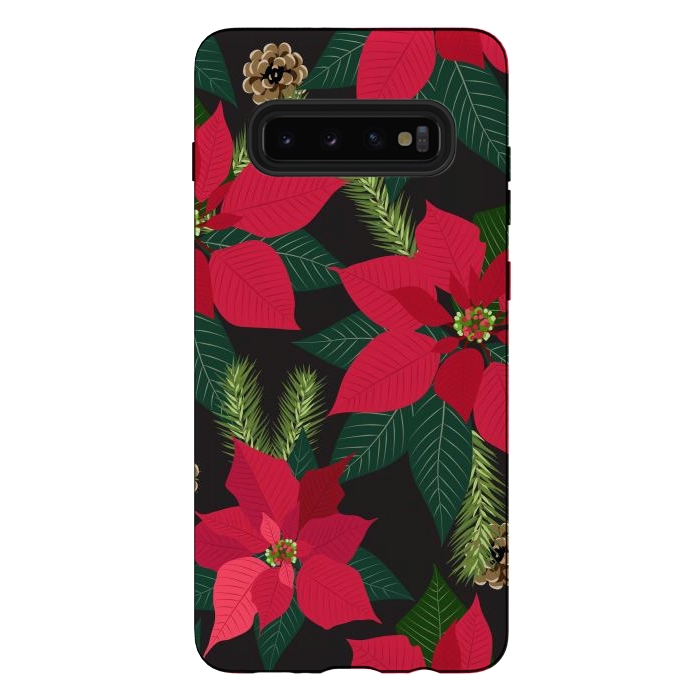 Galaxy S10 plus StrongFit Christmas poinsetta flowers by haroulita