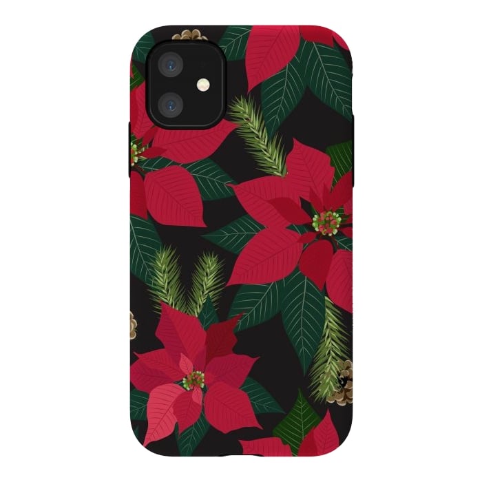 iPhone 11 StrongFit Christmas poinsetta flowers by haroulita