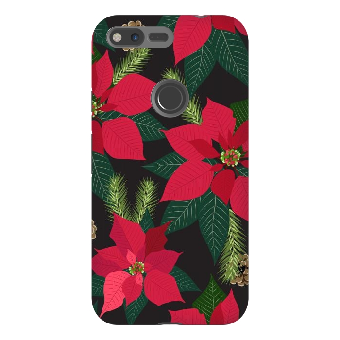 Pixel XL StrongFit Christmas poinsetta flowers by haroulita