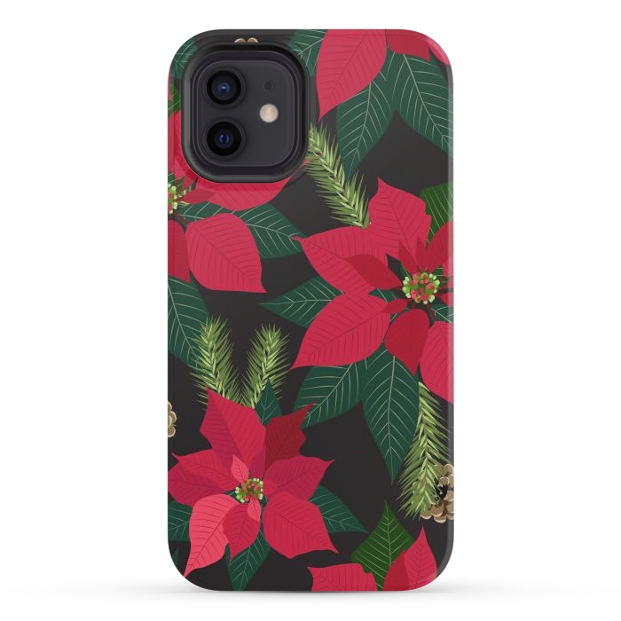 iPhone 12 mini StrongFit Christmas poinsetta flowers by haroulita