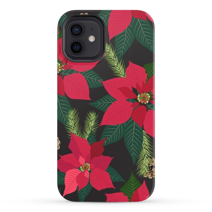 iPhone 12 StrongFit Christmas poinsetta flowers by haroulita