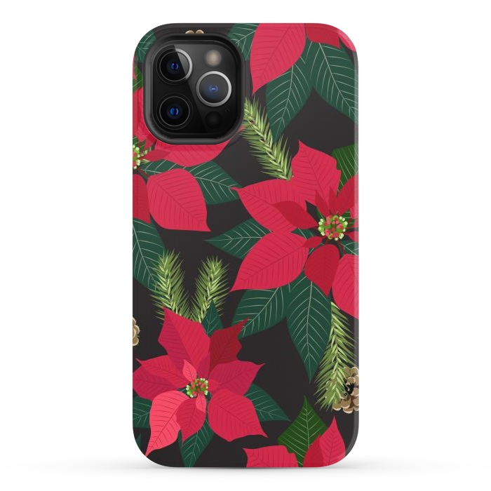 iPhone 12 Pro StrongFit Christmas poinsetta flowers by haroulita