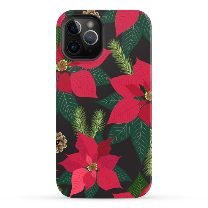 iPhone 12 Pro Max StrongFit Christmas poinsetta flowers by haroulita