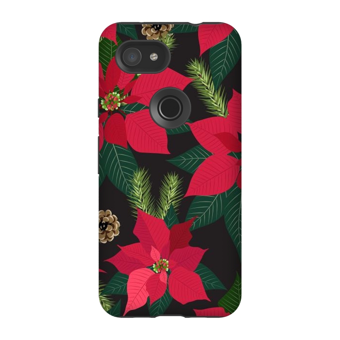 Pixel 3A StrongFit Christmas poinsetta flowers by haroulita
