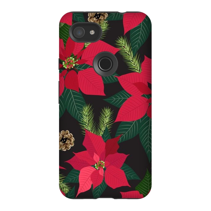 Pixel 3AXL StrongFit Christmas poinsetta flowers by haroulita