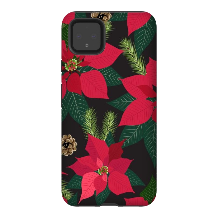 Pixel 4XL StrongFit Christmas poinsetta flowers by haroulita