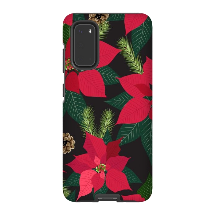 Galaxy S20 StrongFit Christmas poinsetta flowers by haroulita