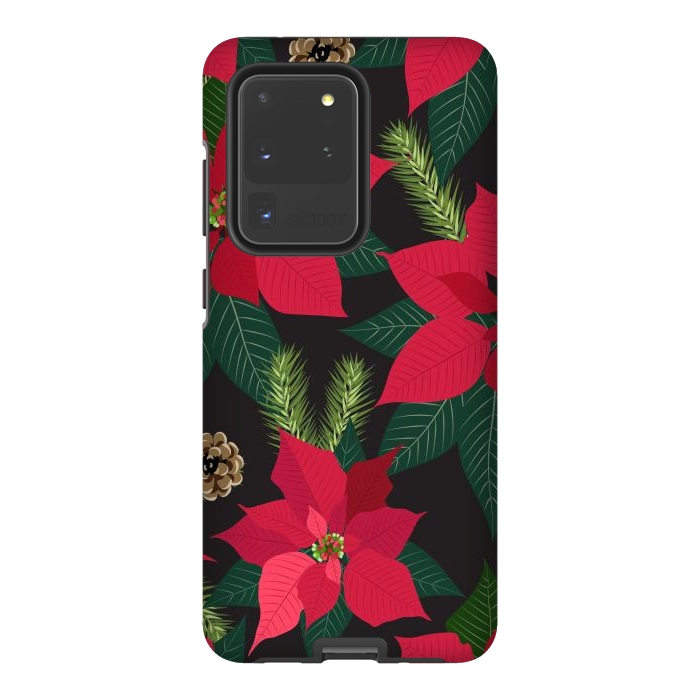 Galaxy S20 Ultra StrongFit Christmas poinsetta flowers by haroulita