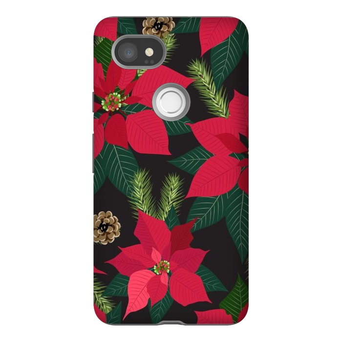 Pixel 2XL StrongFit Christmas poinsetta flowers by haroulita