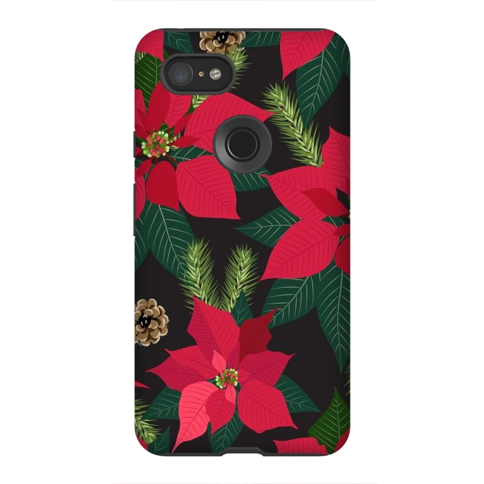 Pixel 3XL StrongFit Christmas poinsetta flowers by haroulita