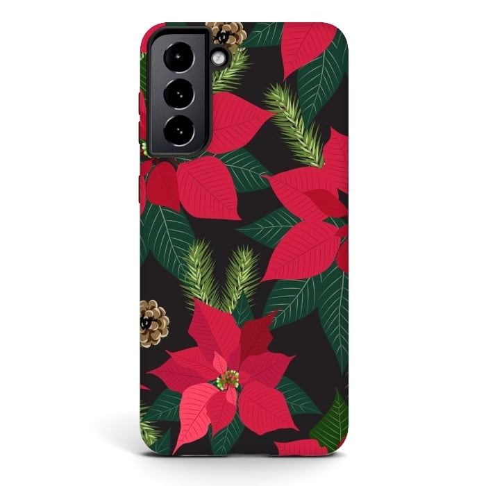 Galaxy S21 StrongFit Christmas poinsetta flowers by haroulita