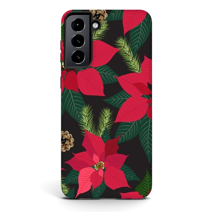 Galaxy S21 plus StrongFit Christmas poinsetta flowers by haroulita