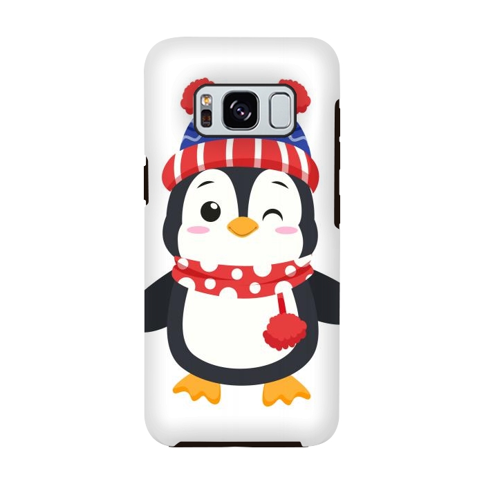 Galaxy S8 StrongFit adorable penguin with winter clothes by haroulita