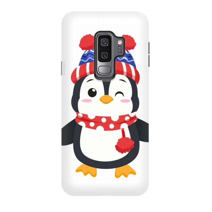 Galaxy S9 plus StrongFit adorable penguin with winter clothes by haroulita