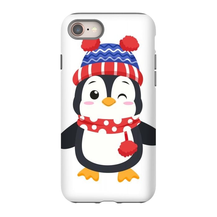 iPhone 8 StrongFit adorable penguin with winter clothes by haroulita