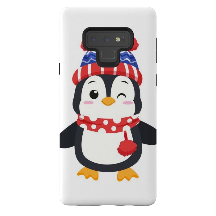 Galaxy Note 9 StrongFit adorable penguin with winter clothes by haroulita