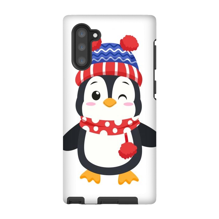 Galaxy Note 10 StrongFit adorable penguin with winter clothes by haroulita