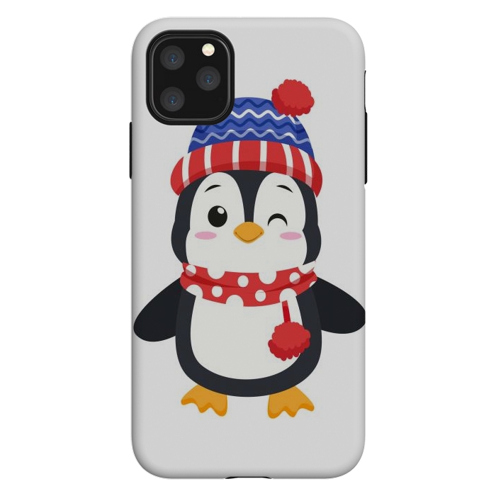 iPhone 11 Pro Max StrongFit adorable penguin with winter clothes by haroulita