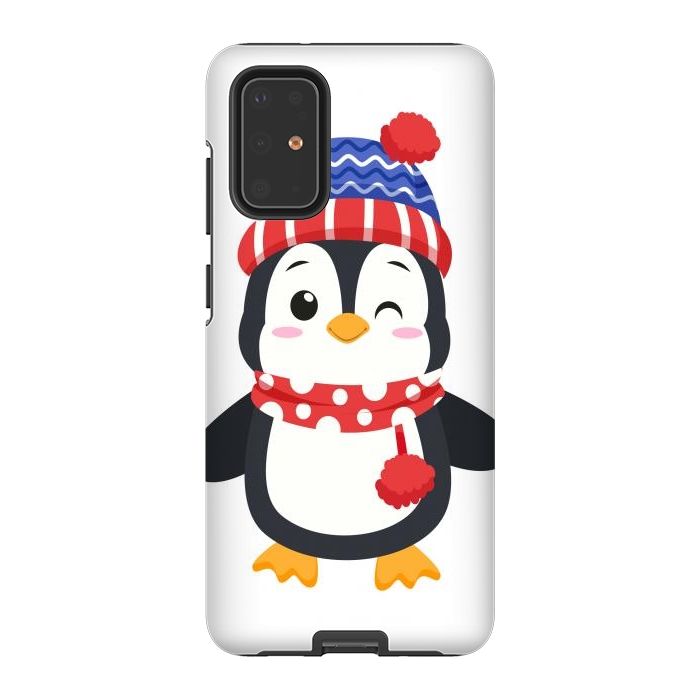 Galaxy S20 Plus StrongFit adorable penguin with winter clothes by haroulita