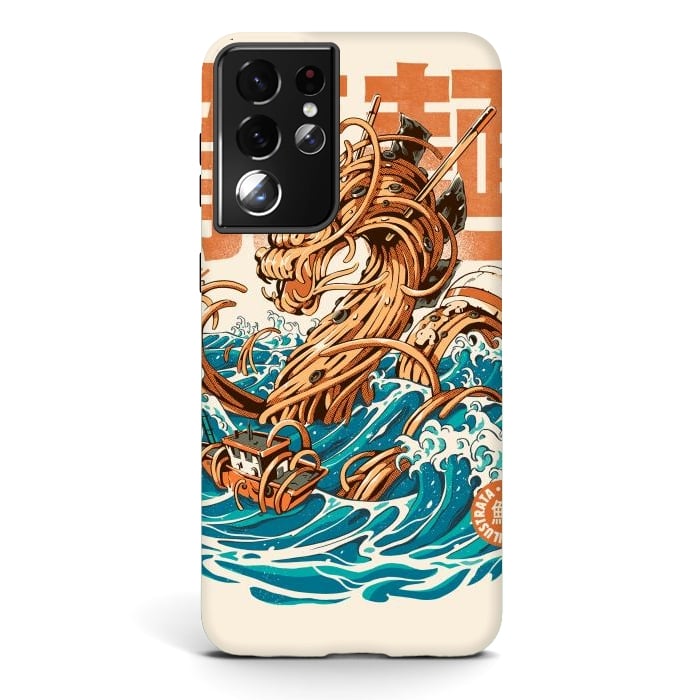 Galaxy S21 ultra StrongFit Great Ramen Dragon off Kanagawa by Ilustrata