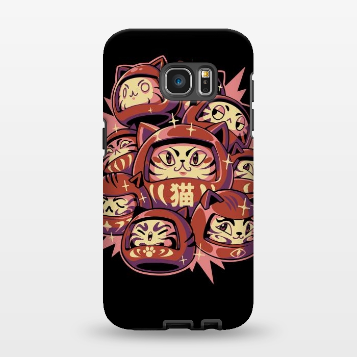 Galaxy S7 EDGE StrongFit Daruma Cats by Ilustrata