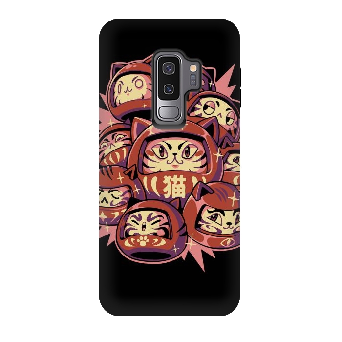 Galaxy S9 plus StrongFit Daruma Cats by Ilustrata