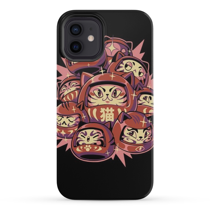 iPhone 12 mini StrongFit Daruma Cats by Ilustrata