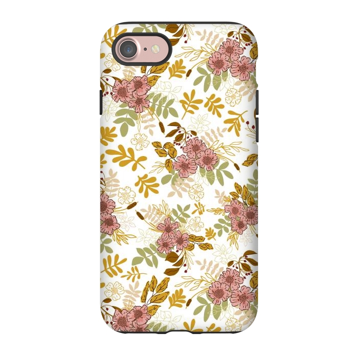 iPhone 7 StrongFit Autumnal Florals in Pink and Mustard by Paula Ohreen