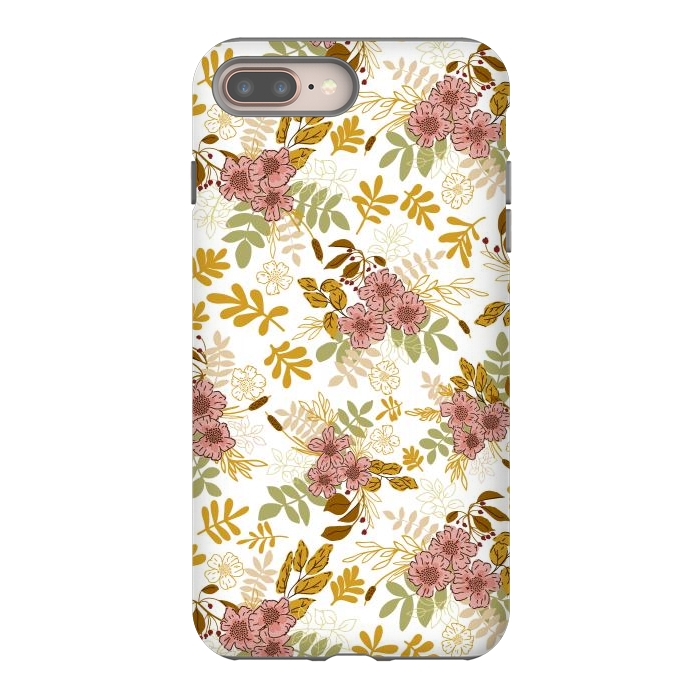 iPhone 7 plus StrongFit Autumnal Florals in Pink and Mustard by Paula Ohreen