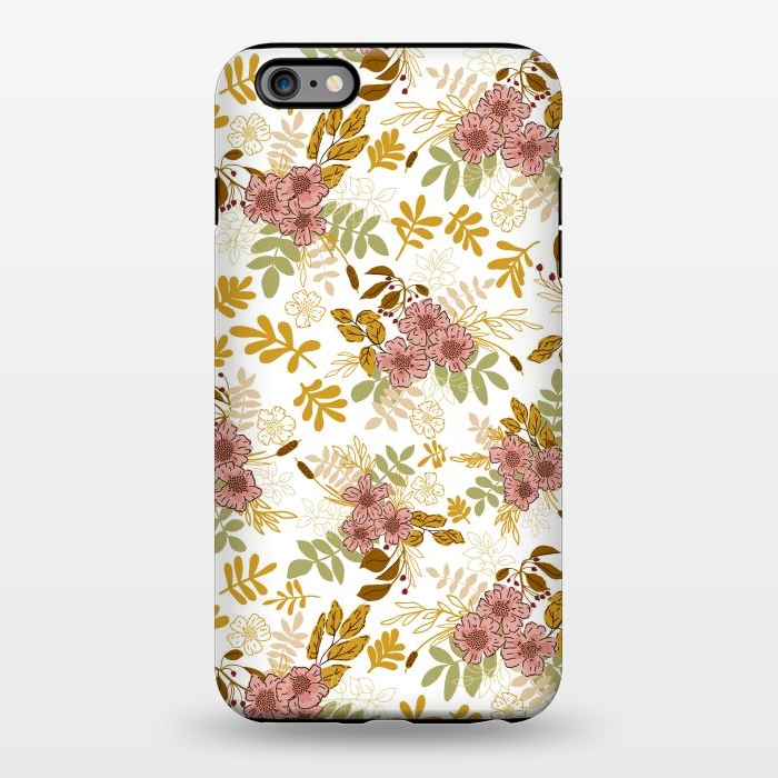 iPhone 6/6s plus StrongFit Autumnal Florals in Pink and Mustard by Paula Ohreen