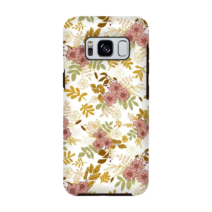 Galaxy S8 StrongFit Autumnal Florals in Pink and Mustard by Paula Ohreen