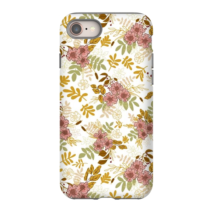 iPhone 8 StrongFit Autumnal Florals in Pink and Mustard by Paula Ohreen