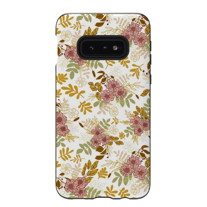 Galaxy S10e StrongFit Autumnal Florals in Pink and Mustard by Paula Ohreen
