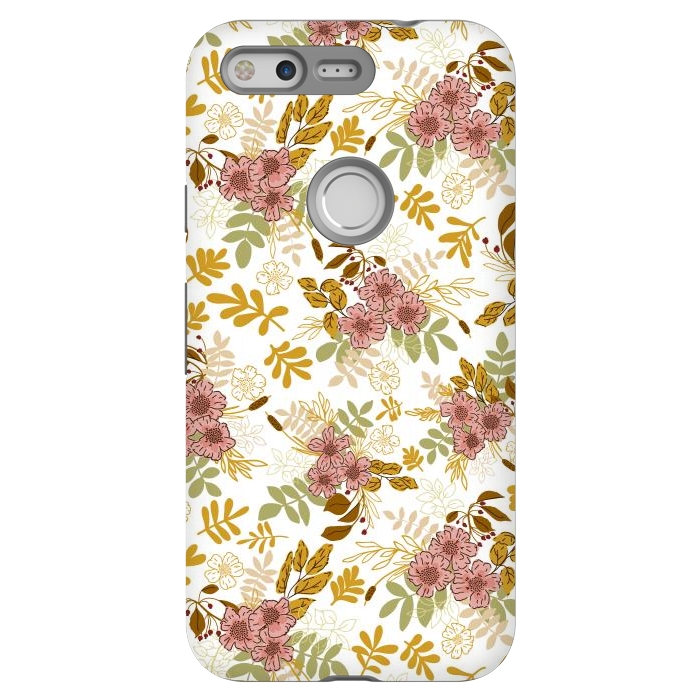 Pixel StrongFit Autumnal Florals in Pink and Mustard by Paula Ohreen