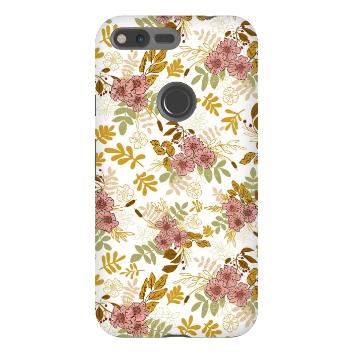 Pixel XL StrongFit Autumnal Florals in Pink and Mustard by Paula Ohreen