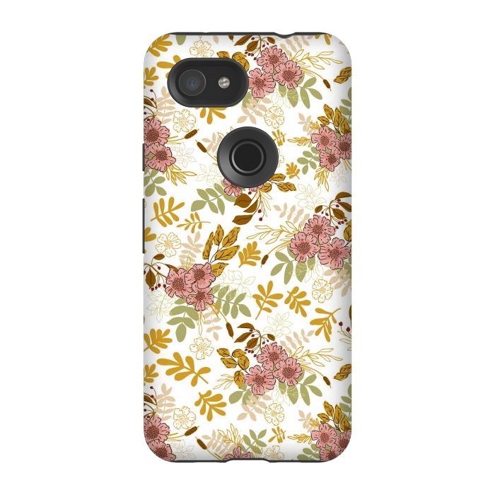 Pixel 3A StrongFit Autumnal Florals in Pink and Mustard by Paula Ohreen