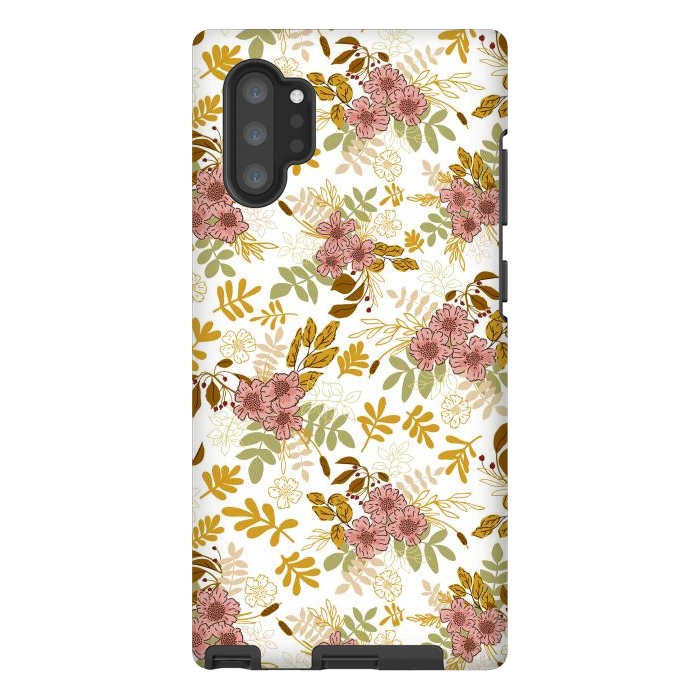 Galaxy Note 10 plus StrongFit Autumnal Florals in Pink and Mustard by Paula Ohreen
